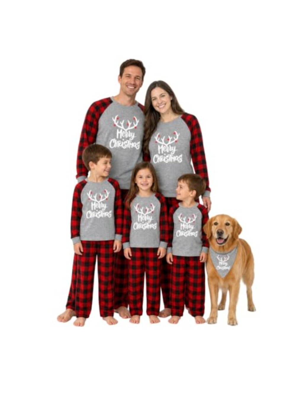 Men's Christmas Matching Pajama Set Plaid Pants Pockets